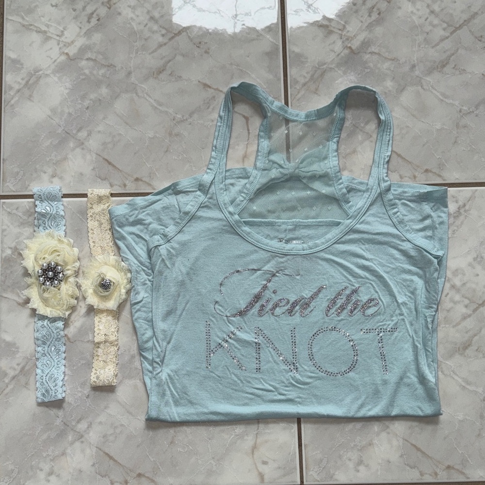 I Do- Victoria's Secret Tied the Knot Light Blue Tank Top with Silver Accents